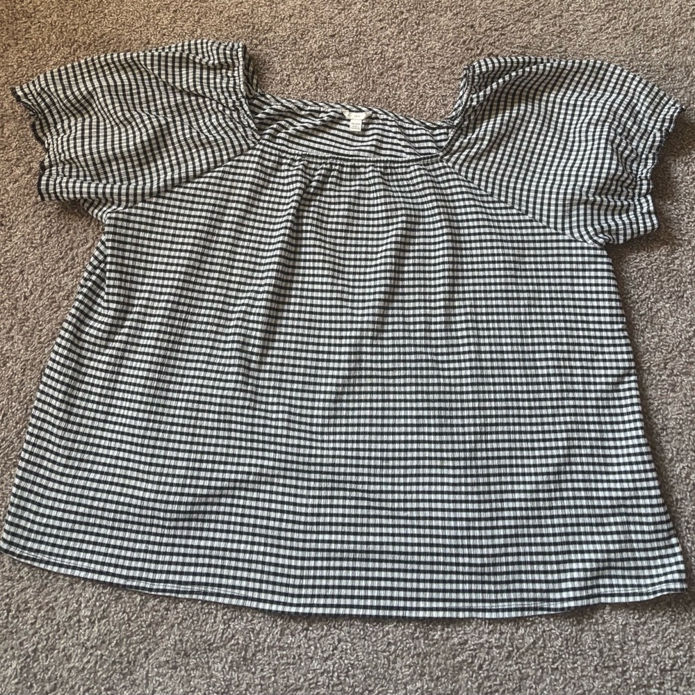 PLUS Cato Black and White Checkered Blouse